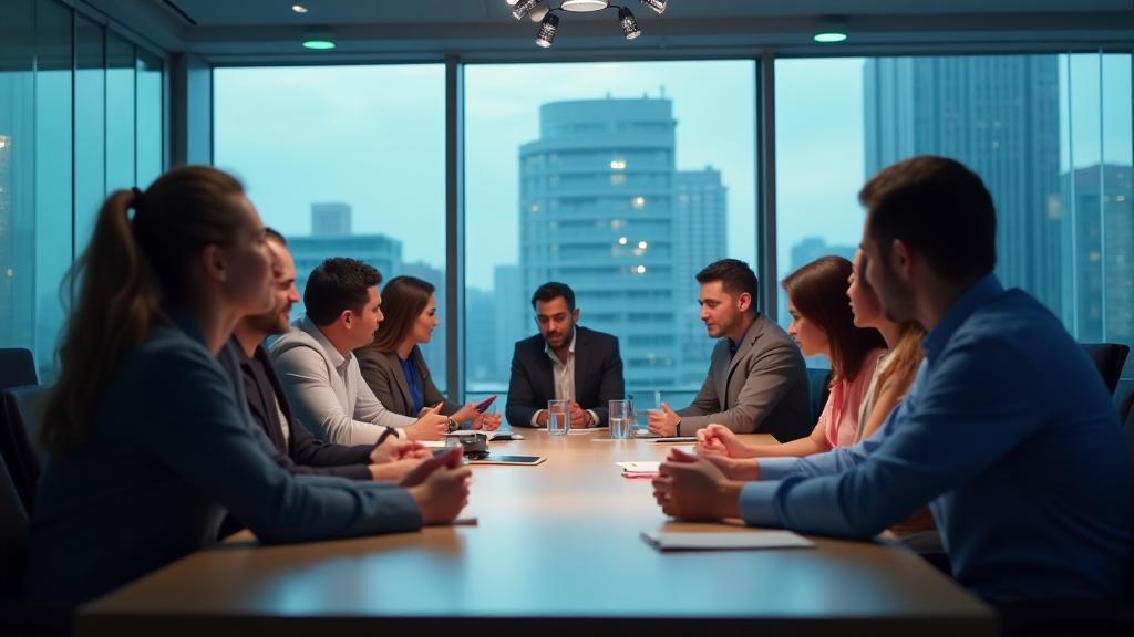 Corporate training session with professionals in the boardroom
